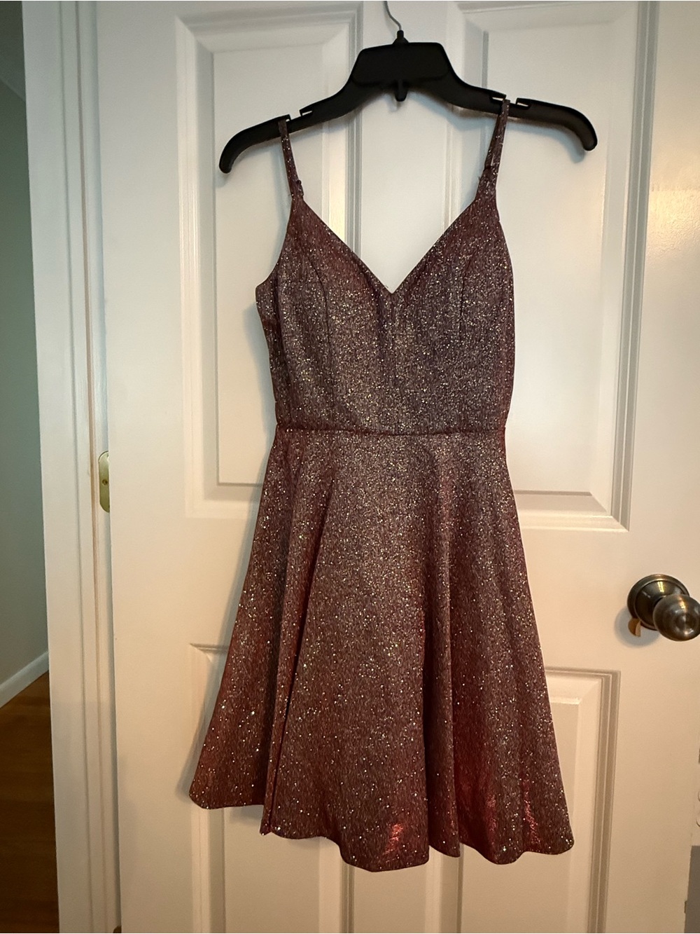 City Studio Rose Gold Glitter Fit & Flare Mini Dress